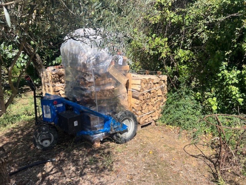 Livraison de bois de chauffage avec transpalette tout terrain à Trets, Peynier et Puyloubier